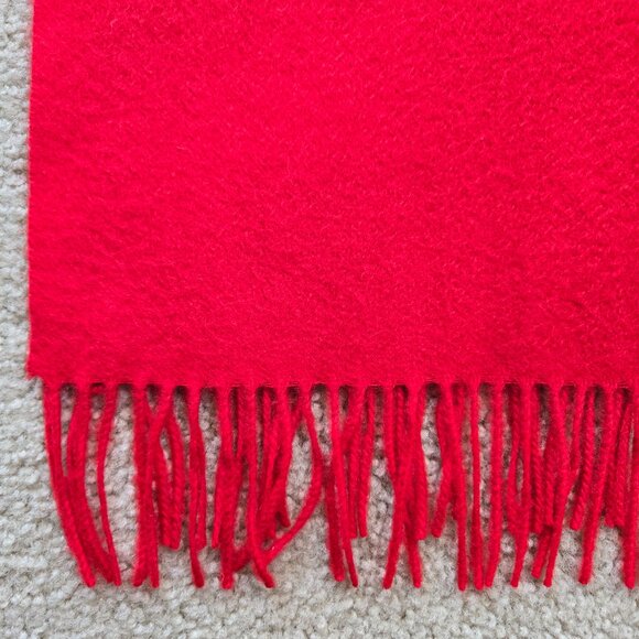 Red Woven Cashmere Scarf With Fringe - Picture 3 of 6